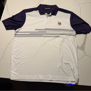 Men's White and Purple Polo Shirt